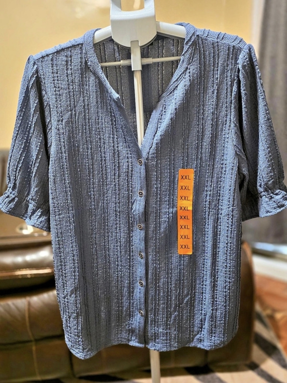 cable & gauge Striped Blouse in Blue Size XXL NWT